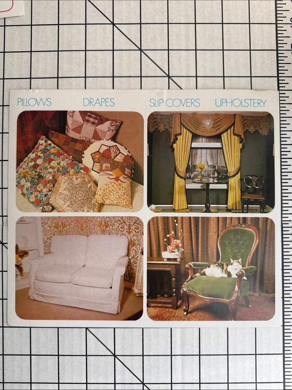 Vintage 1970s Fabric Store Display Cards Set of 8 Sewing Craft Retail POP Signs